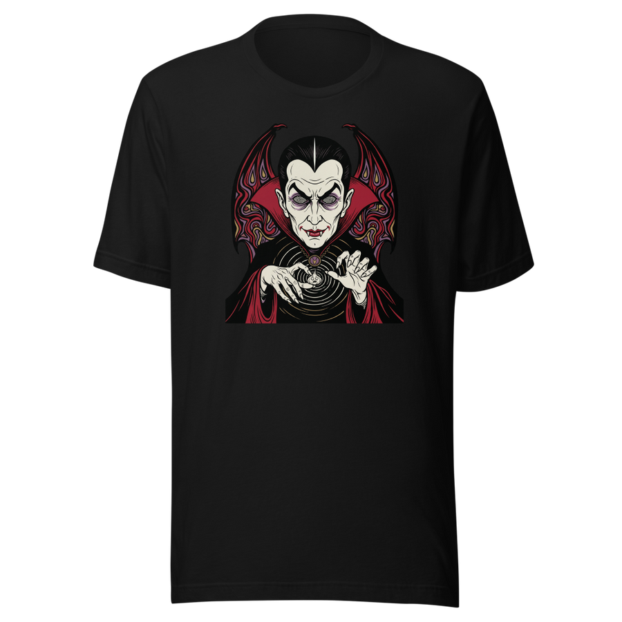 Caped Count Hypnotizes Garlic Psychedelic Horror Tee