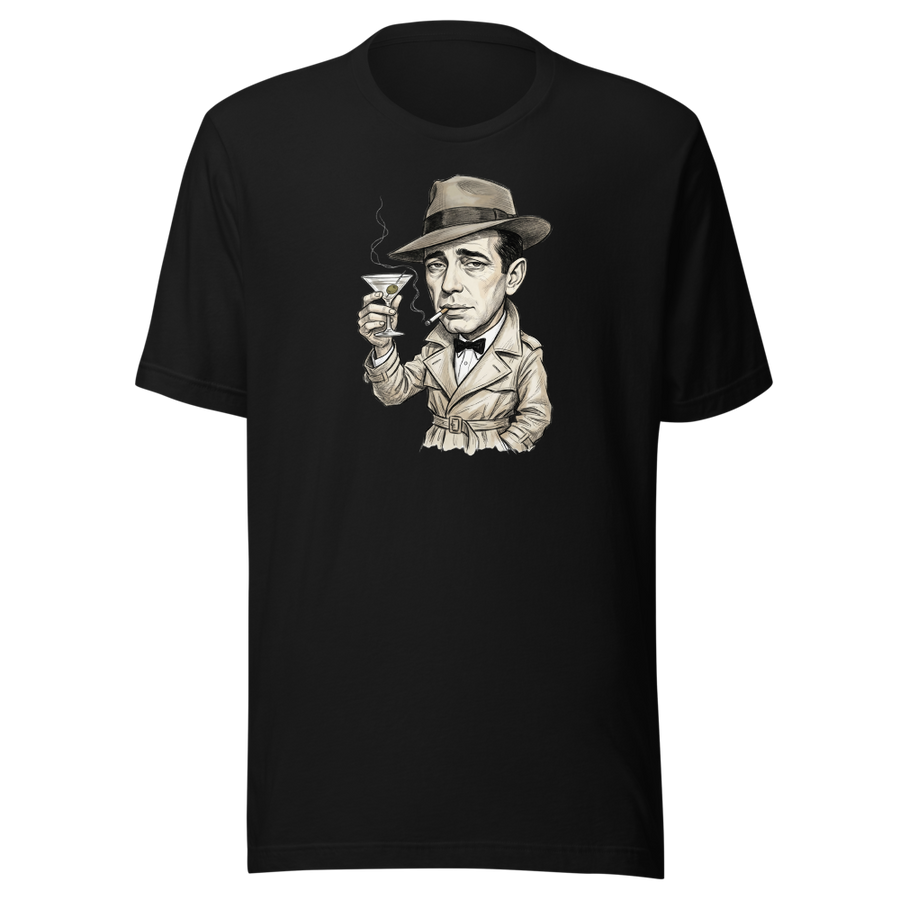 Lonely Barfly Noir Martini Toast Pencil Sketch Tee