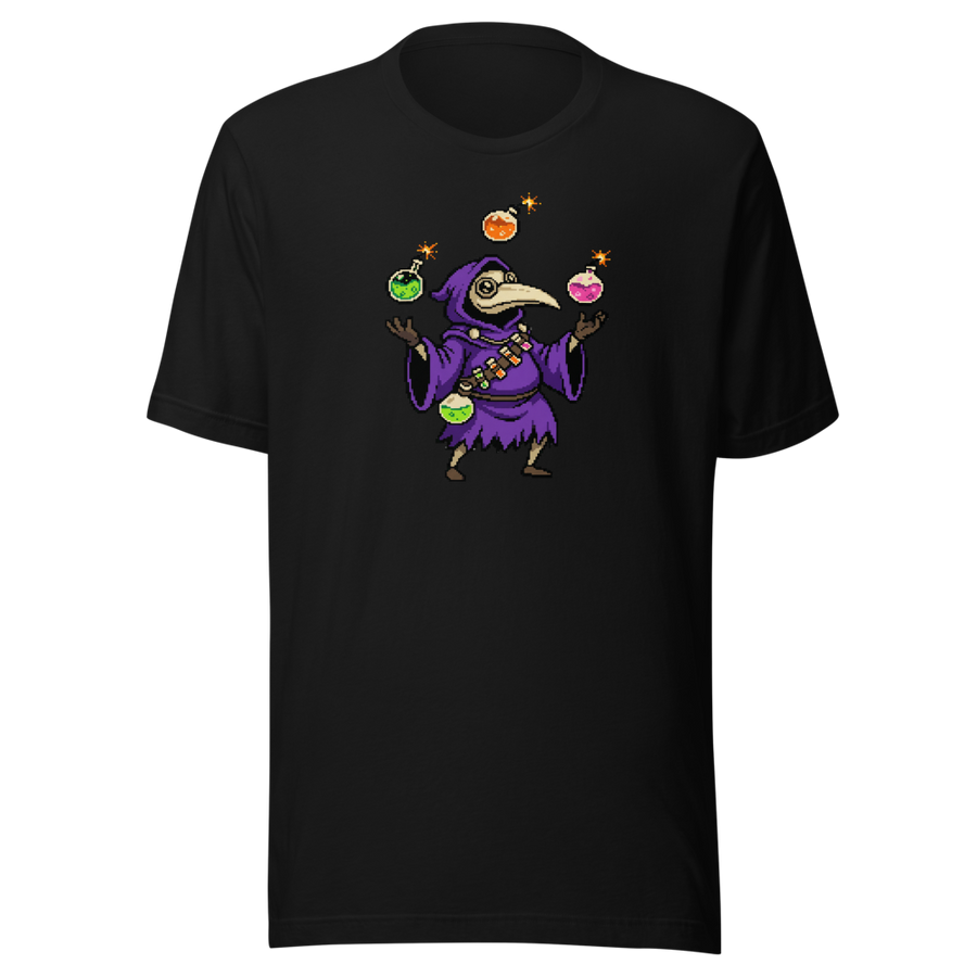 Hooded Pixel Alchemist Potion Juggler Retro Tee