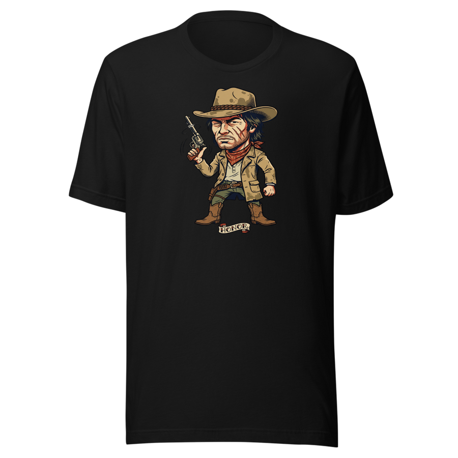 Scarred Outlaw Revolver Spinner Tattoo Flash Tee
