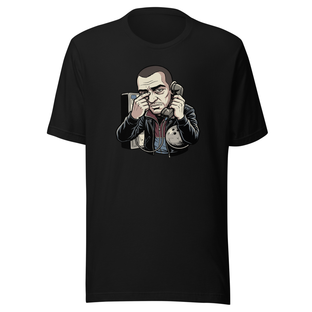 Eastern European Antihero Bowling Payphone Tee — black front view