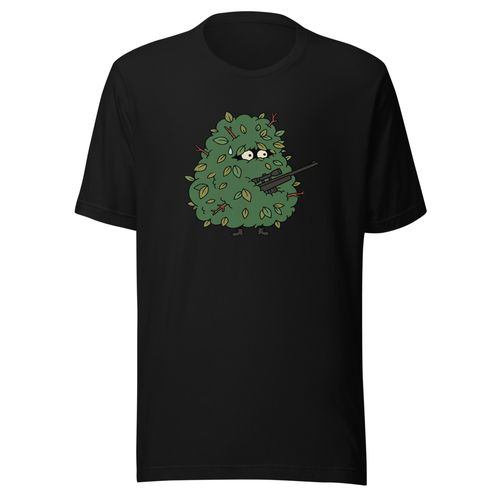 Bush Camper Sniper Battle Royale Gamer Tee — black front view