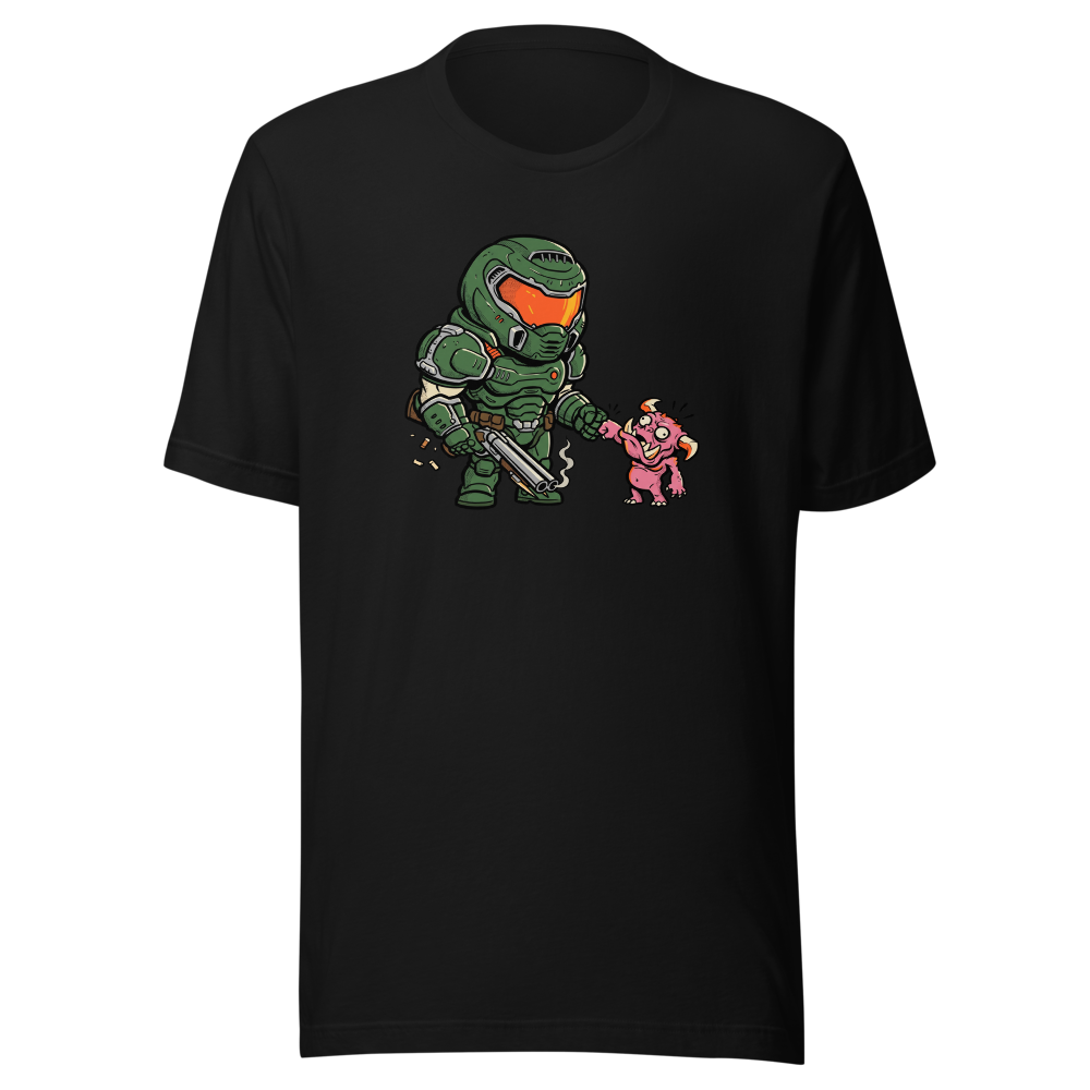 Demon Slayer Fist Bump Retro FPS Comic Tee — black front view