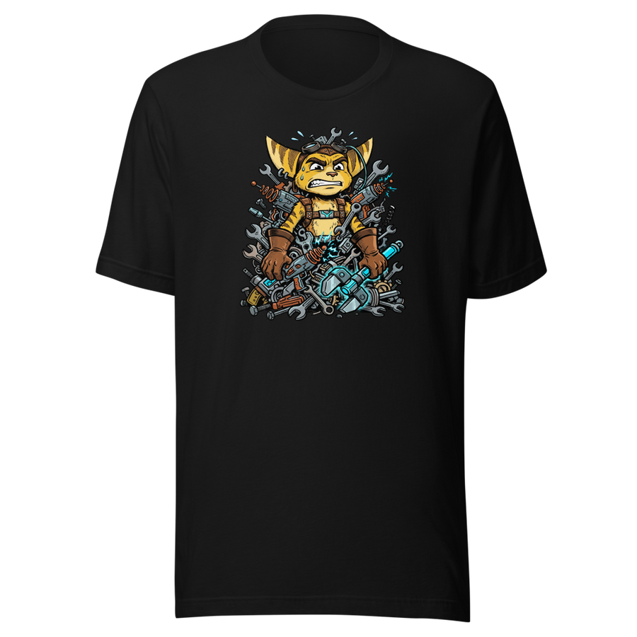 Overwhelmed Space Mechanic Wrench Pile Comic Tee