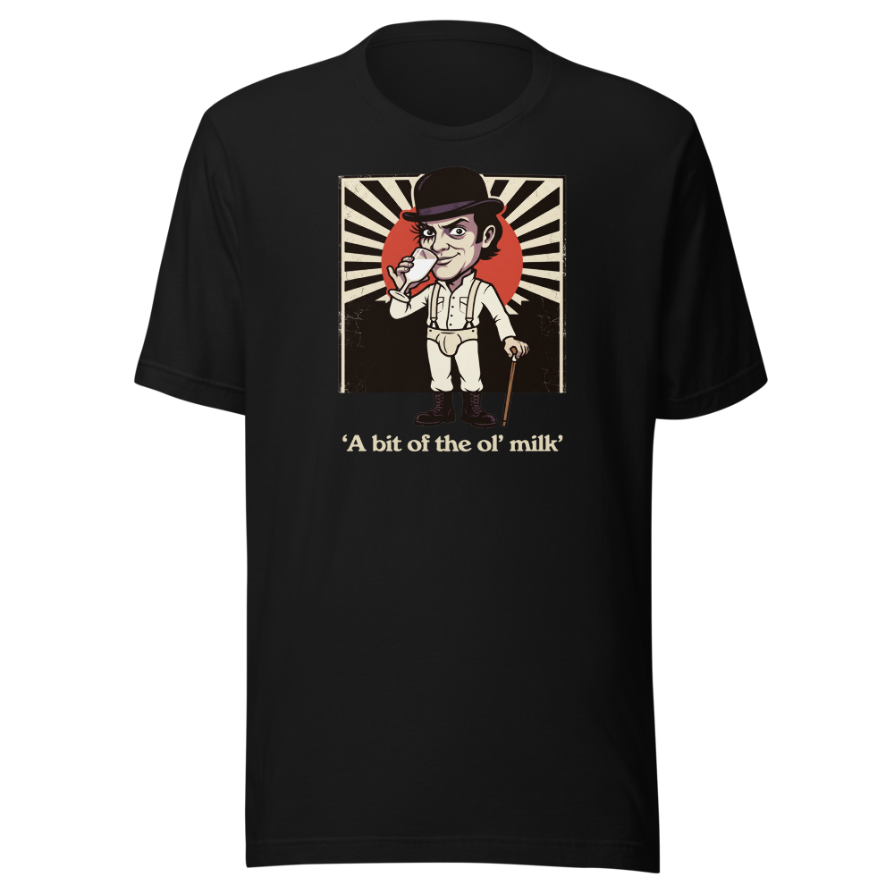 Milk Bar Droog Propaganda Screenprint Tee — black front view