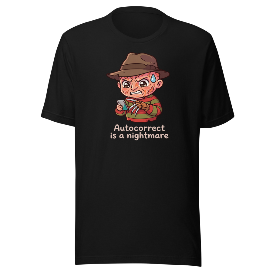 Chibi Slasher Autocorrect Nightmare Horror Parody Tee