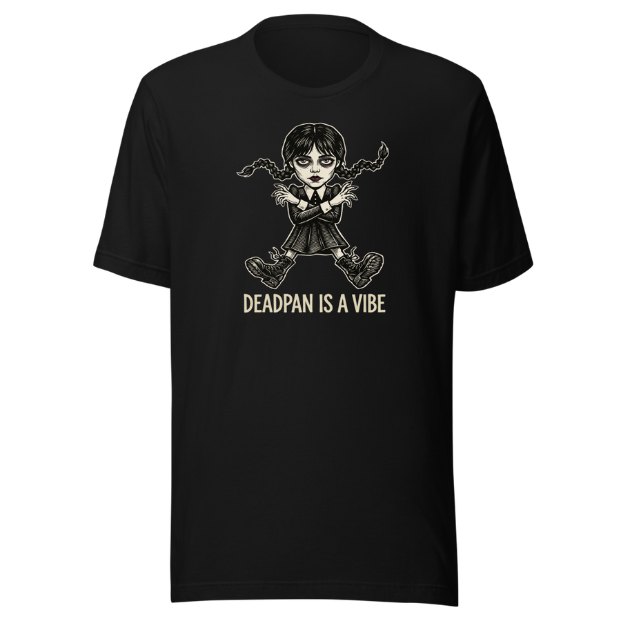 Deadpan Goth Dance Puppet Blackwork Linocut Tee
