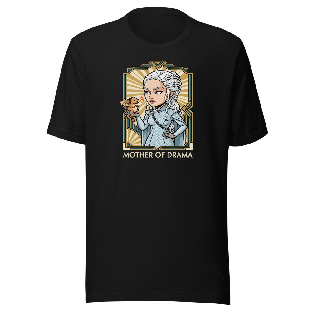 Mother of Drama Silver Queen Dragon Deco Tee — black front view