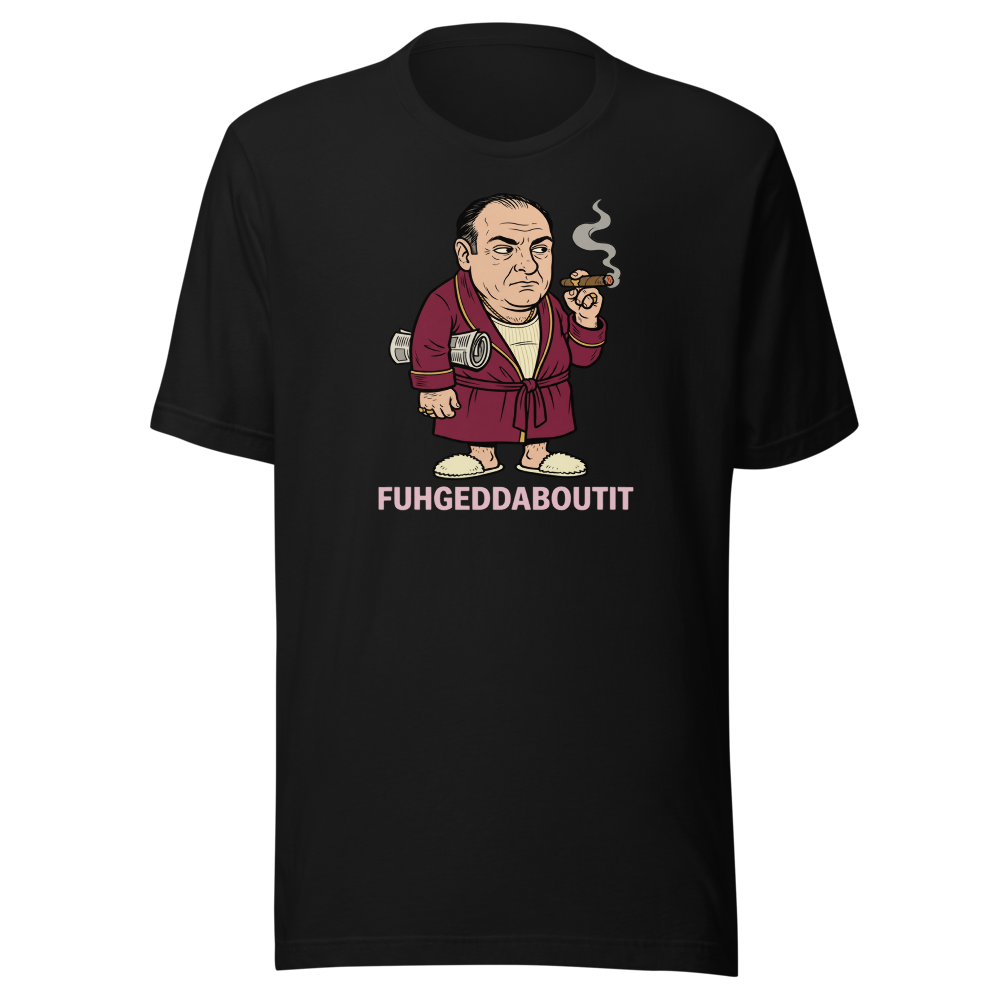 Bathrobe Mob Boss Morning Newspaper Cigar Tee — black front view