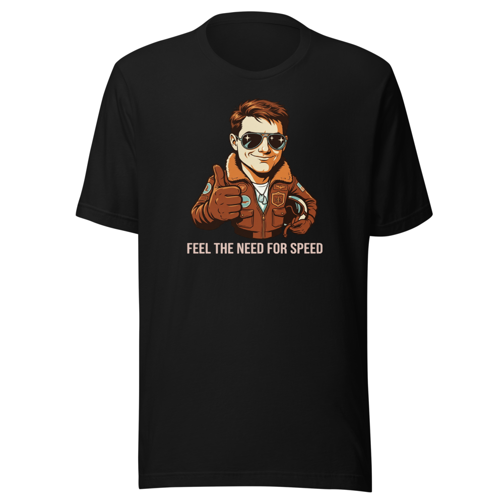 Retro Naval Aviator Need For Speed Travel Poster Tee — black front view