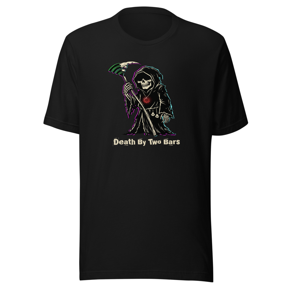 Death By Two Bars Wi-Fi Reaper Punk Gamer Tee — black front view