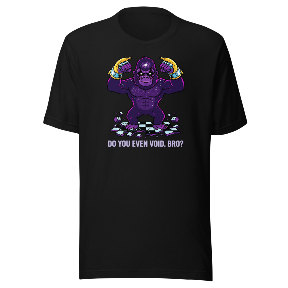 Cosmic Gorilla Boss Halftone Pop Art Tee — black front view