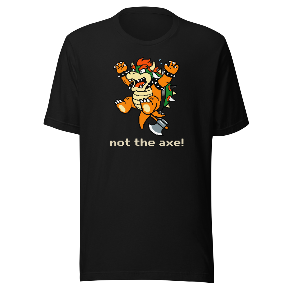 Not The Axe Pixel Boss Retro Gamer Tee — black front view