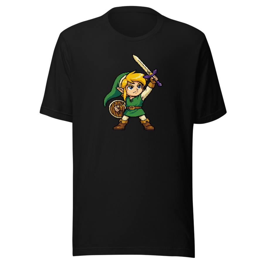 16-Bit Pixel Hero Sword Raise Retro Gamer Tee