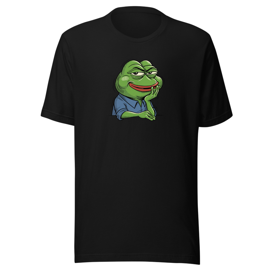 Smug Manga Frog Chin Rest Meme Graphic T-Shirt