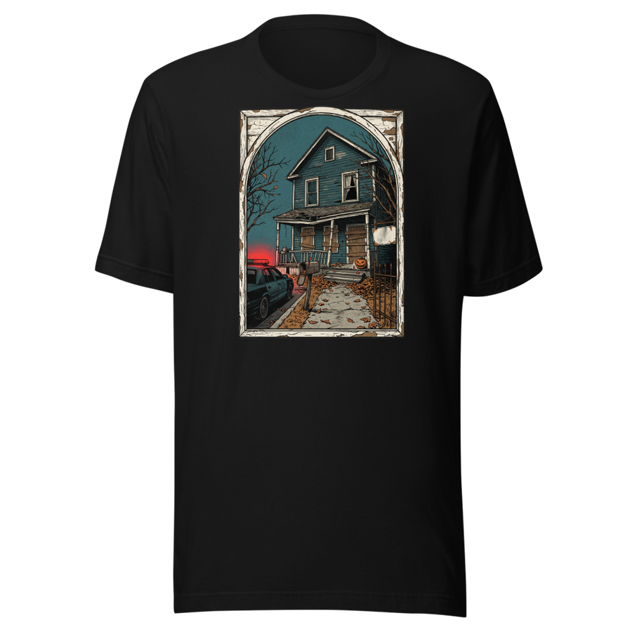 Haunted House Halloween Night Screen Print Horror Tee