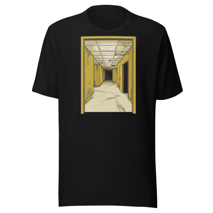Yellow Liminal Hallway Endless Corridor Riso Tee