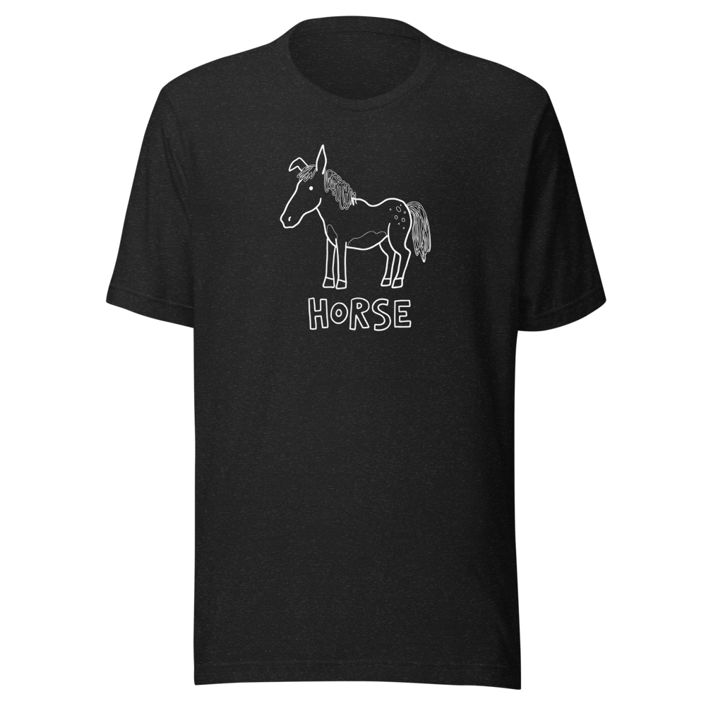 Wonky Barnyard Doodle Crayon Art Funny Tee â€” Black Heather front view