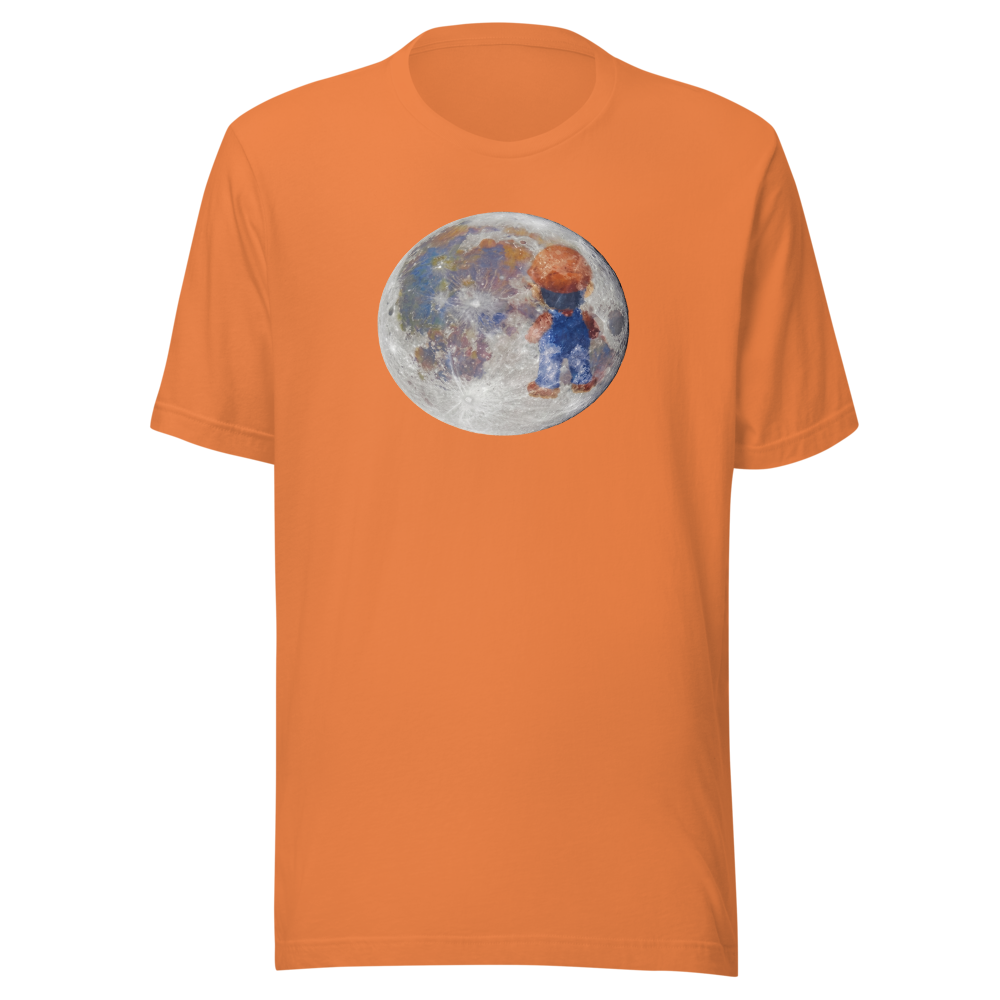 Lunar Plumber Hero Astrophotography Tee — Burnt Orange front view