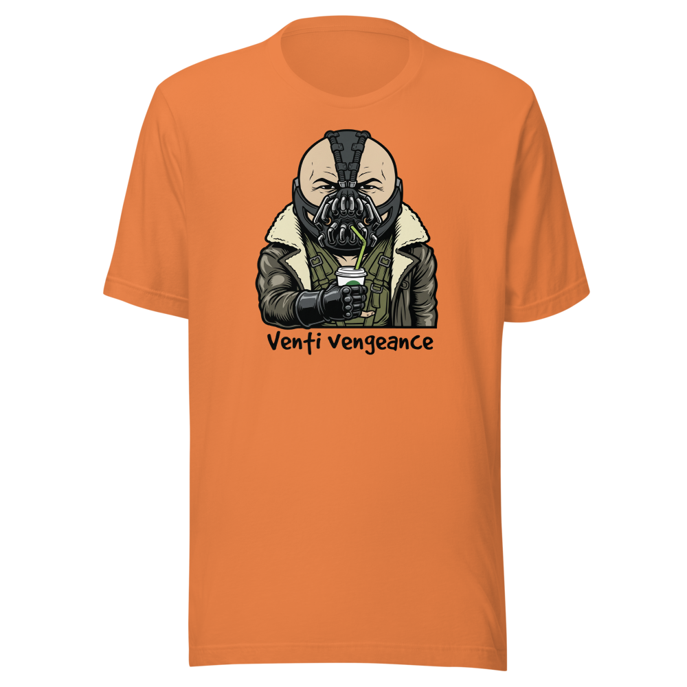 Venti Vengeance Masked Mercenary Latte Tee — Men's Premium Tee — burnt orange front view