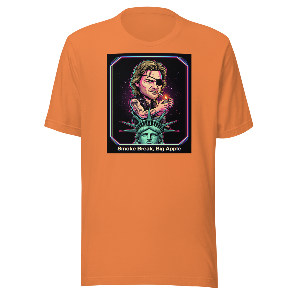 Eyepatch Antihero Smoke Break Big Apple Tee — burnt orange front view
