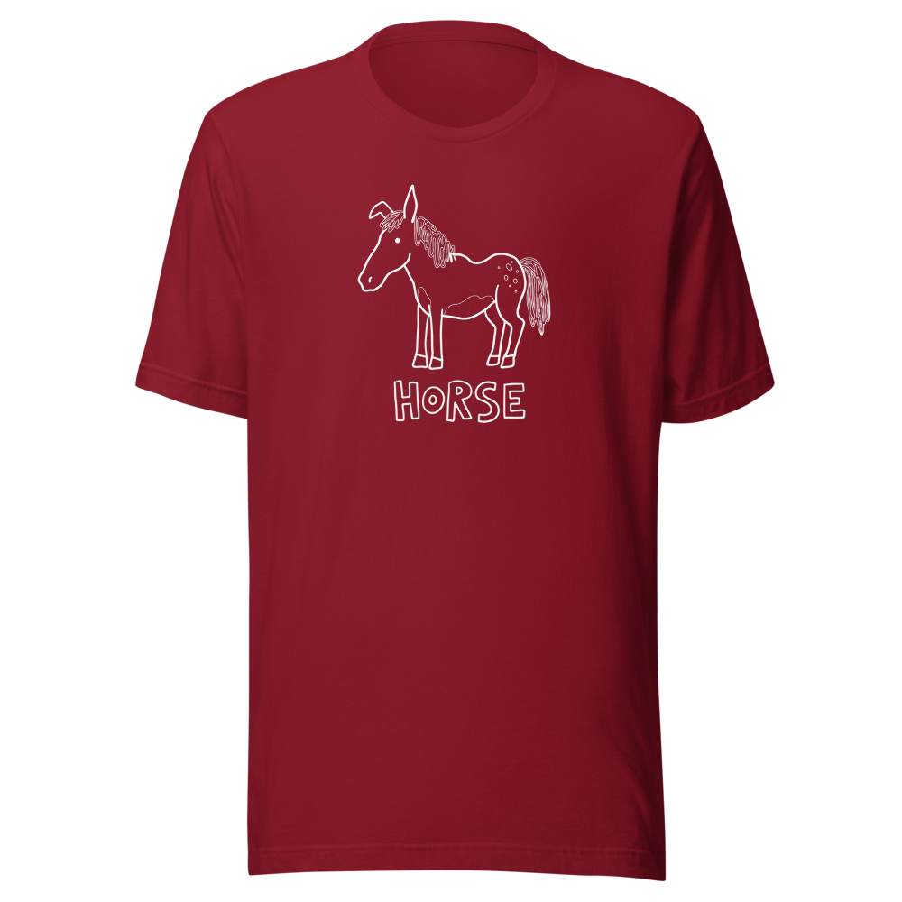 Wonky Barnyard Doodle Crayon Art Funny Tee — Premium Tee — cardinal front view