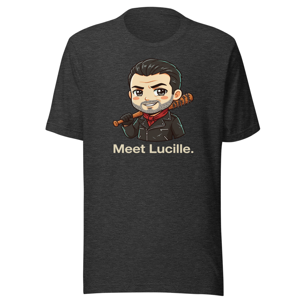 Chibi Apocalypse Villain Barbed Bat Tee — dark grey heather front view