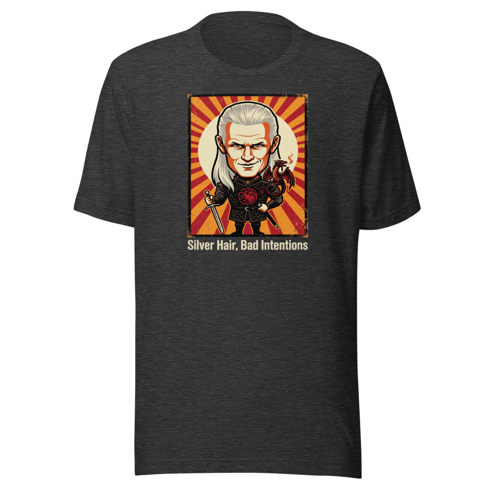 Silver Hair Bad Intentions Rogue Prince Dragon Tee — dark grey heather front view