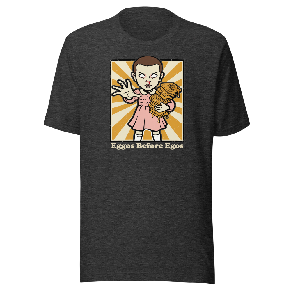 Psychic Waffle Kid Propaganda Screenprint Tee — dark grey heather front view
