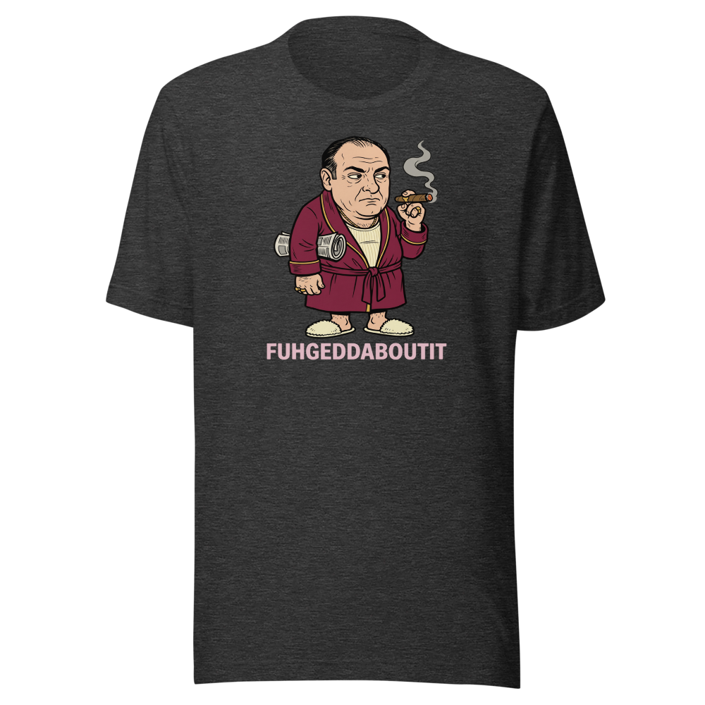 Bathrobe Mob Boss Morning Newspaper Cigar Tee — dark grey heather front view