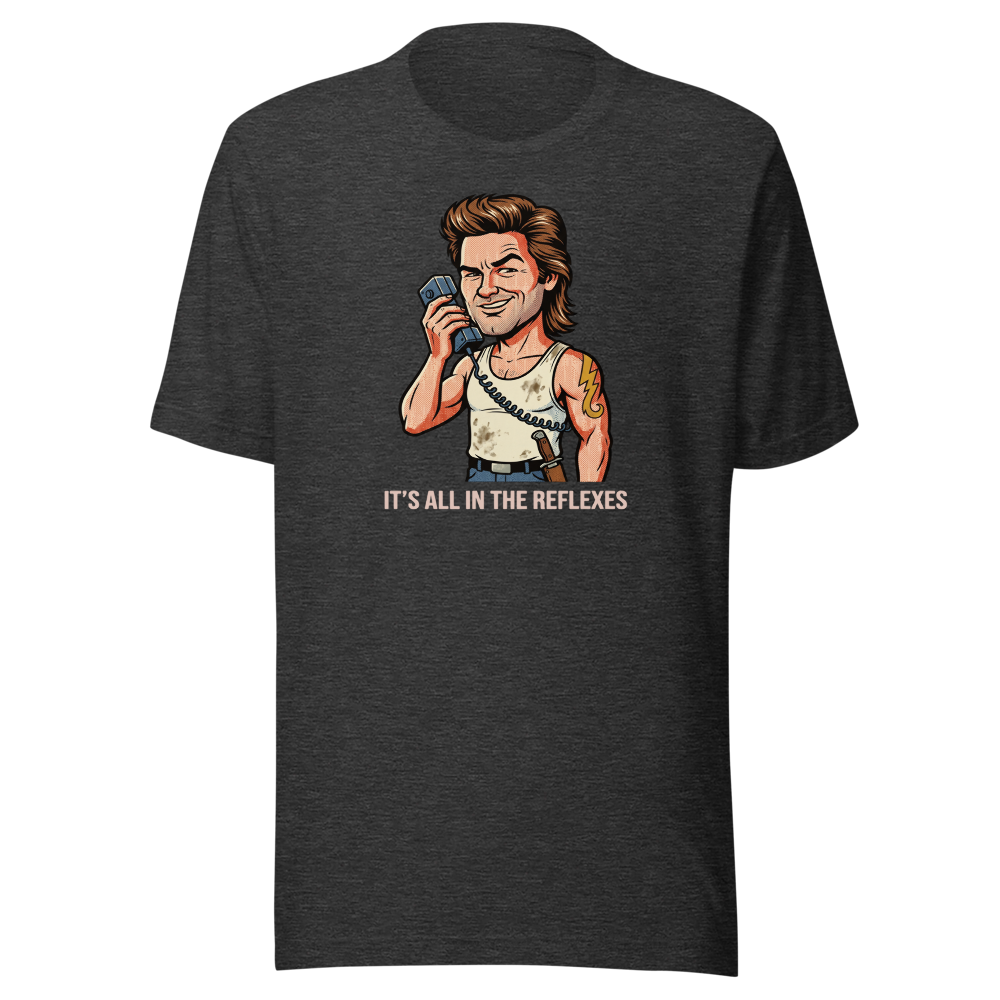 Reflexes Trucker CB Radio Halftone Pop Art Tee — dark grey heather front view