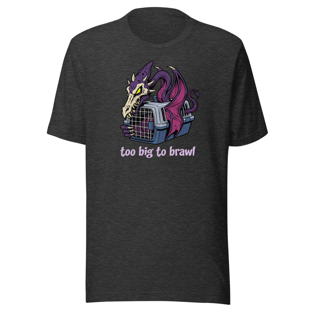 Too Big To Brawl Space Dragon Pet Carrier Tee — dark grey heather front view