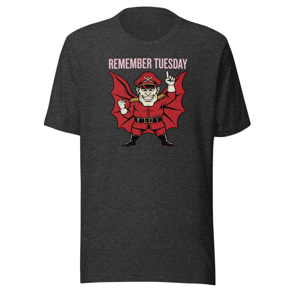 Remember Tuesday Cape Dictator Punk Boss Tee — dark grey heather front view