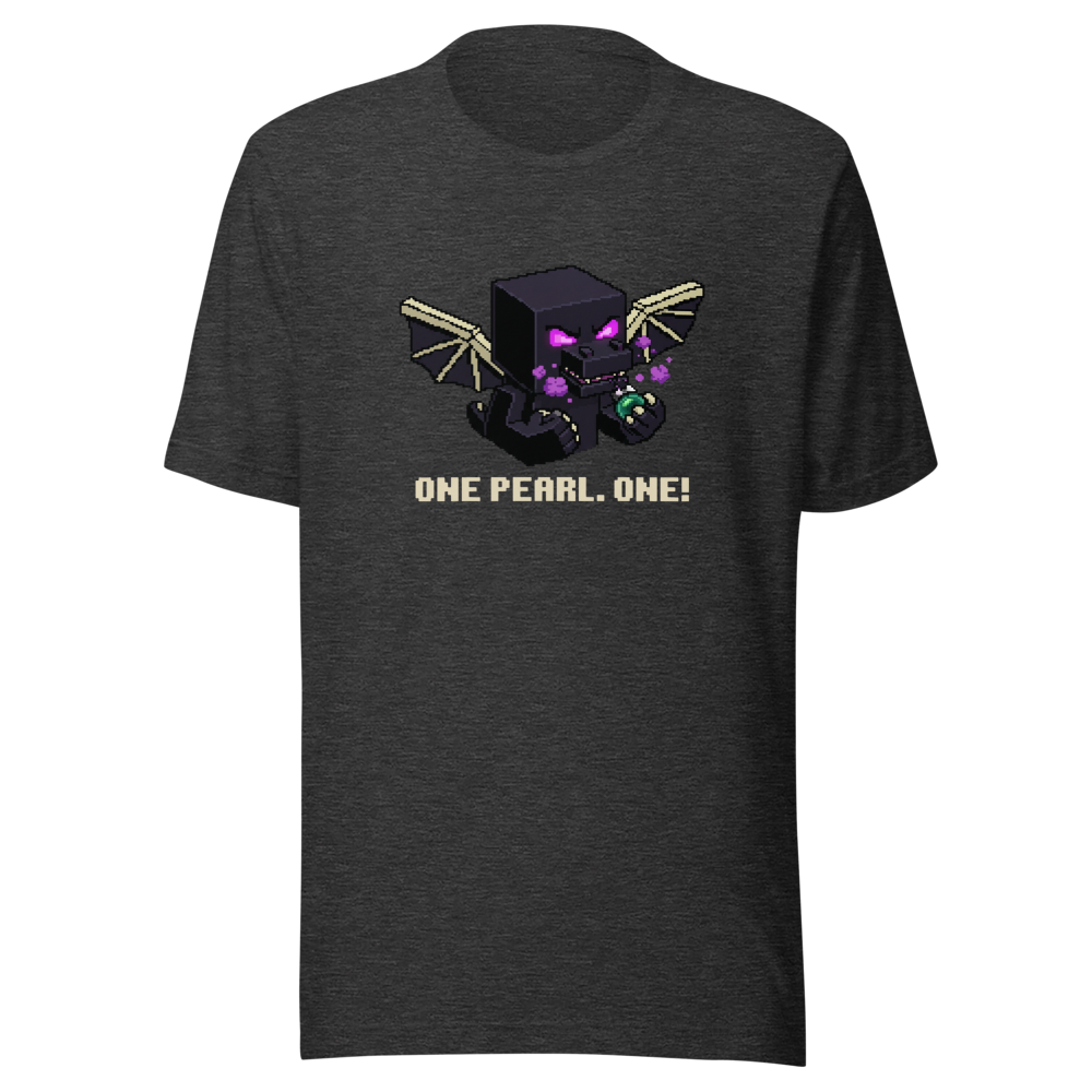 One Pearl Pixel Dragon Boss Tantrum Gamer Tee — dark grey heather front view
