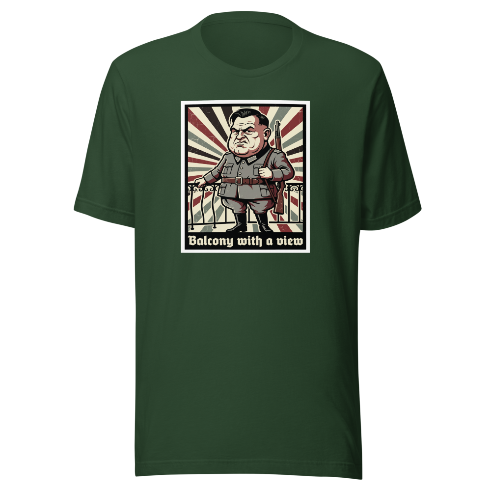 Balcony With A View Propaganda Villain Parody Tee — Men's Premium Tee — forest front view