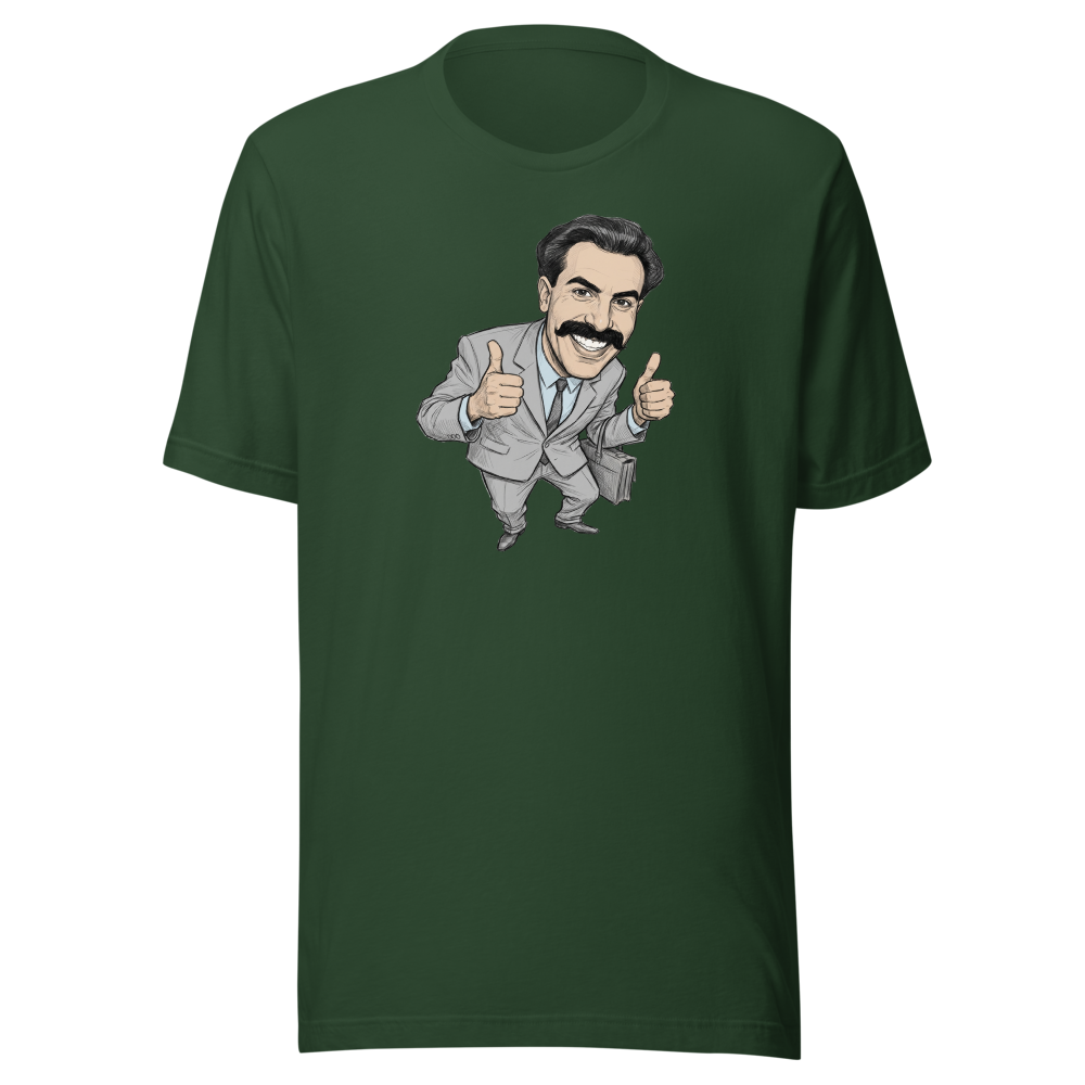 Very Nice Mustache Guy Pencil Sketch Comedy Tee — forest front view