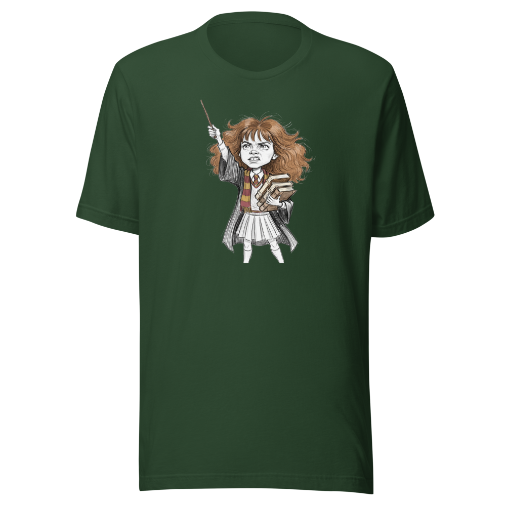 Eager Wizard School Top Student Pencil Sketch Tee — forest front view