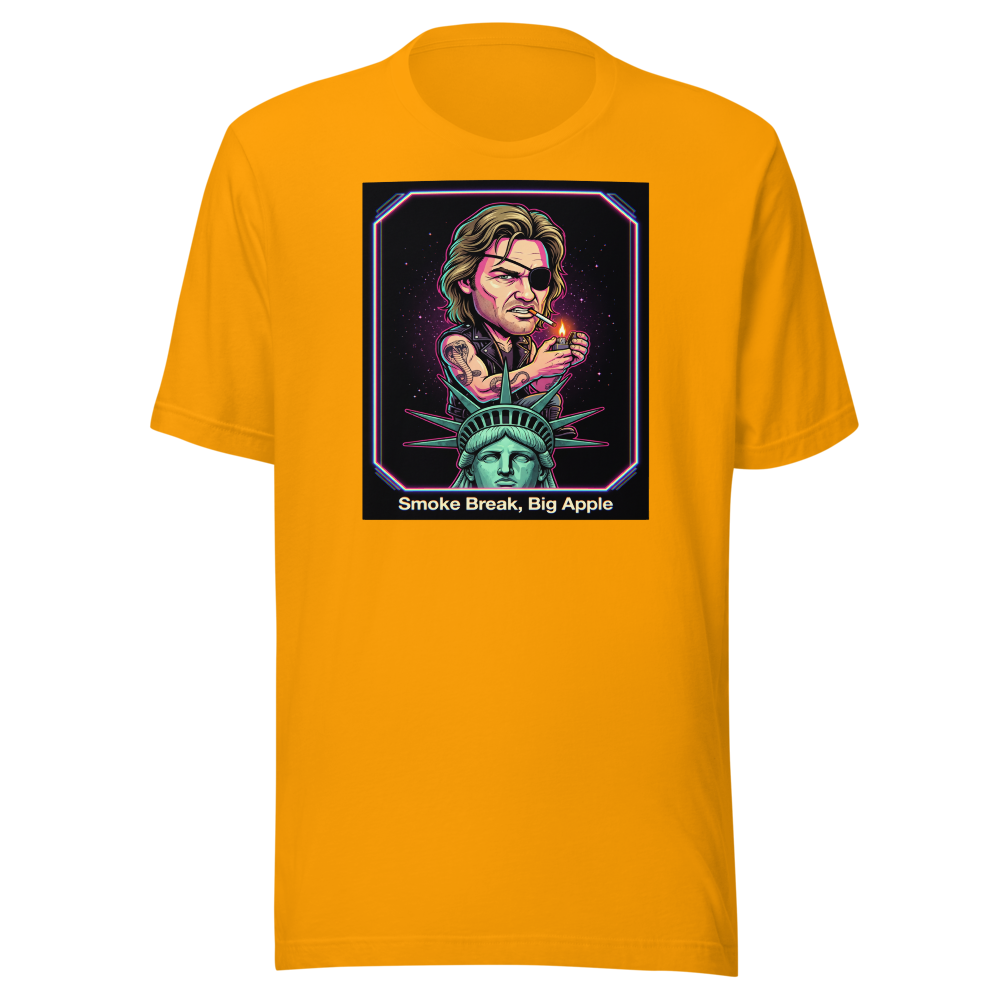 Eyepatch Antihero Smoke Break Big Apple Tee — gold front view
