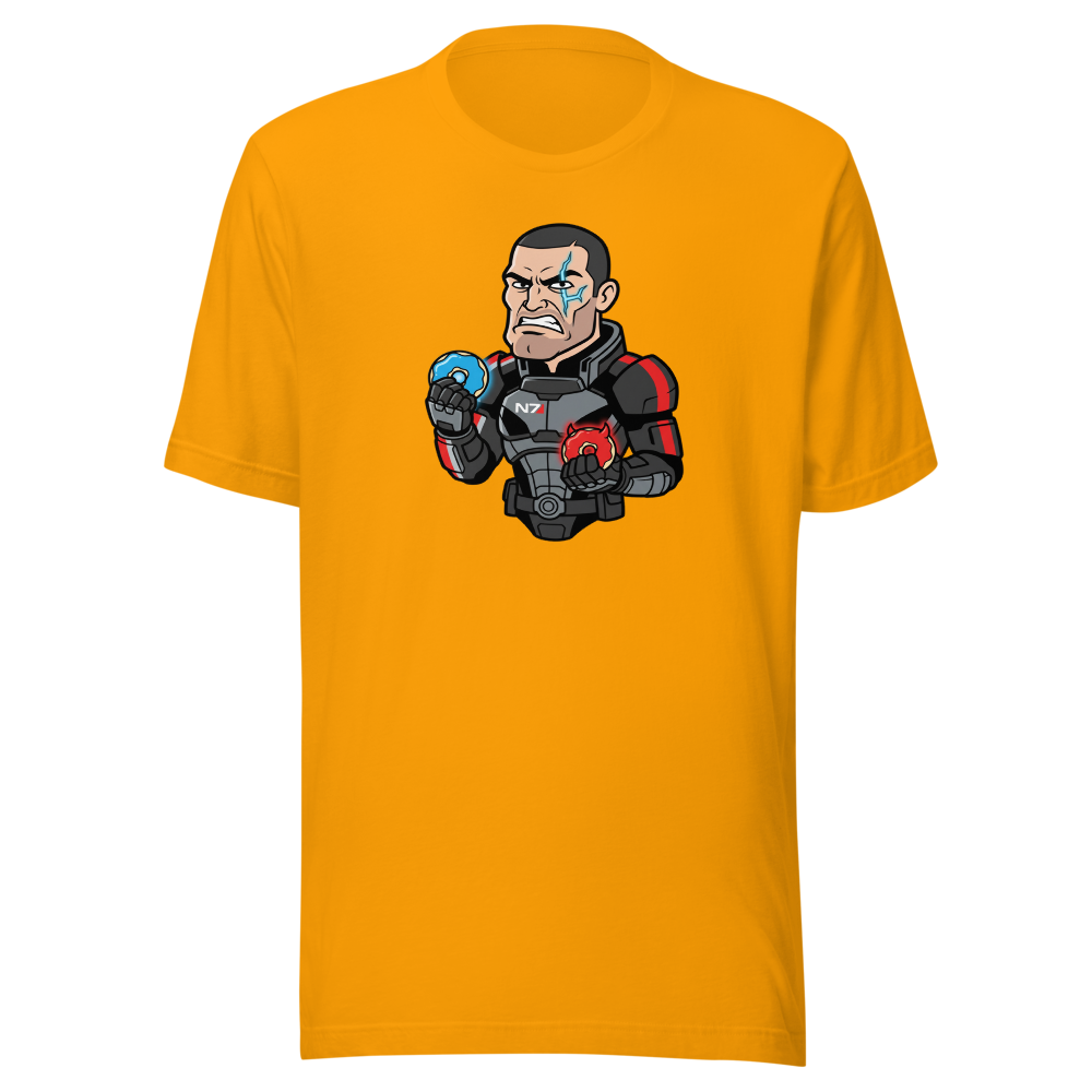 Paragon vs Renegade Donut Space Operative Tee — gold front view