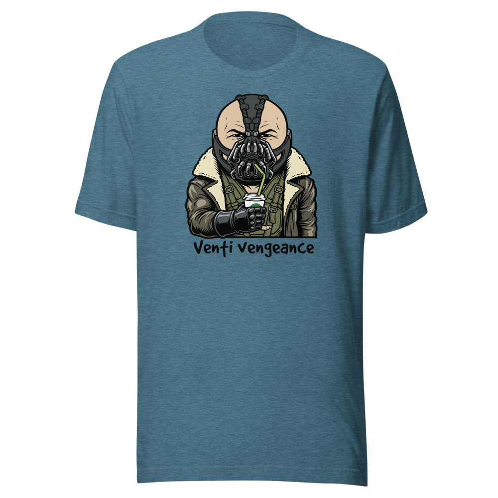 Venti Vengeance Masked Mercenary Latte Tee — Men's Premium Tee — heather deep teal front view