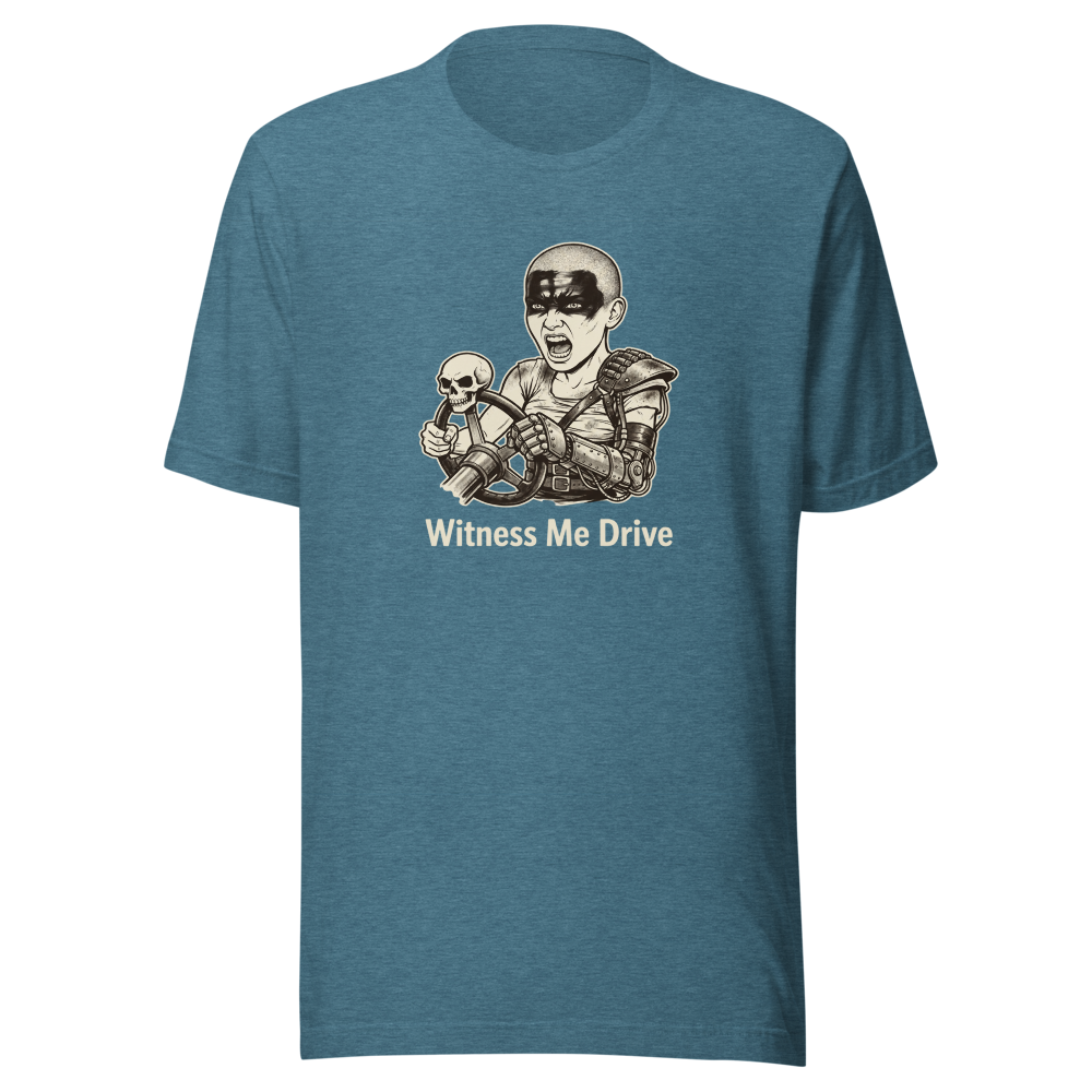 Wasteland War-Rig Driver Witness Me Drive Punk Tee — heather deep teal front view