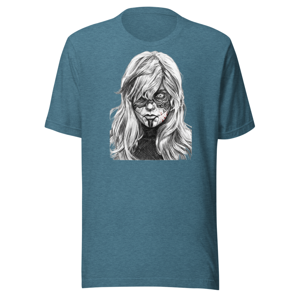 Paintress Graphite Sketch Ritual Warpaint Tee — heather deep teal front view