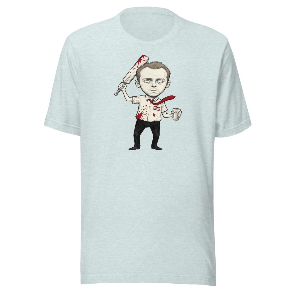 Deadpan Pub Hero Cricket Bat Zombie Sketch Tee — Men's Premium Tee — heather prism ice blue front view