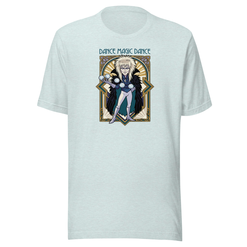 Glam Rock Goblin Wizard Crystal Ball Deco Tee — Men's Premium Tee — heather prism ice blue front view