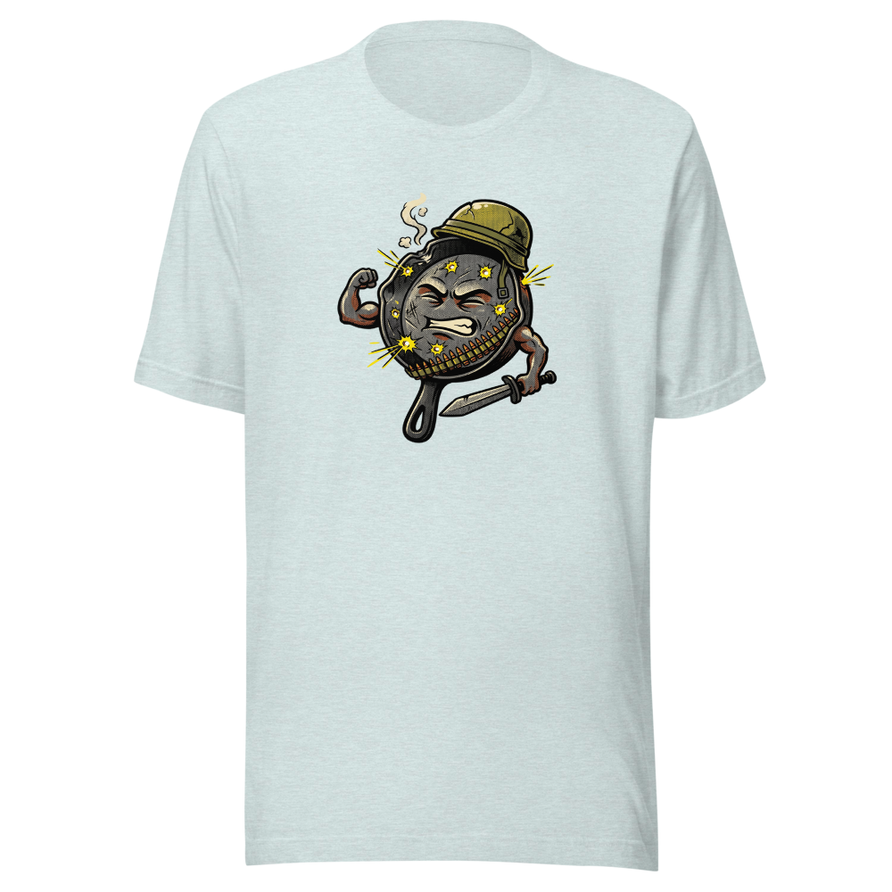 Heroic Skillet Battle Royale Halftone Pop Art Tee — heather prism ice blue front view