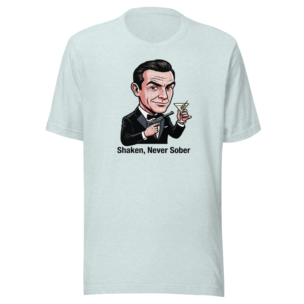 Pop Art Super Spy Martini Tuxedo Tee — Premium Tee — heather prism ice blue front view