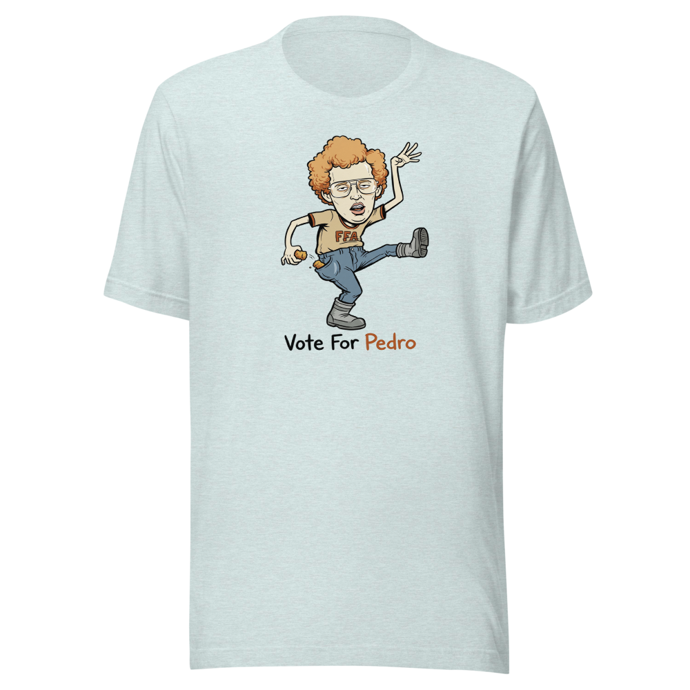 Awkward Dance Nerd Tater Tot Cult Comedy Tee â€” Heather Prism Ice Blue front view