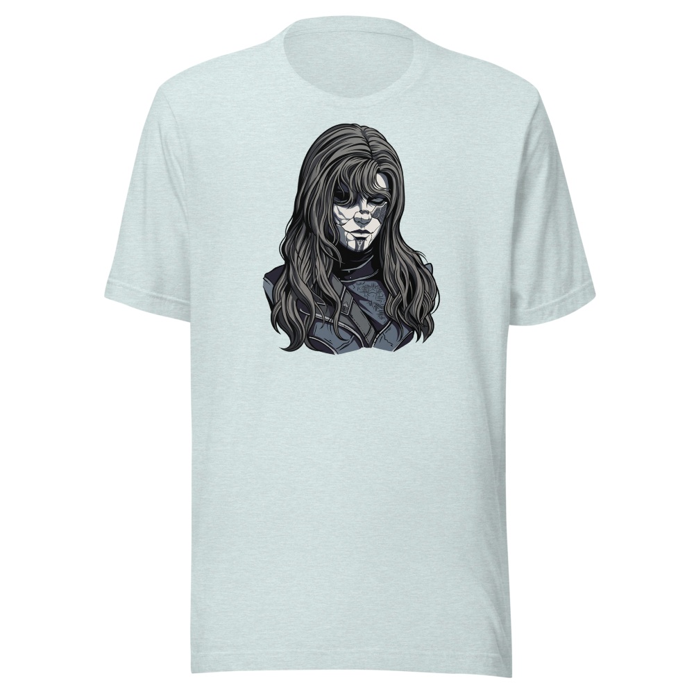 Paintress Watercolor Portrait Tee — heather prism ice blue front view