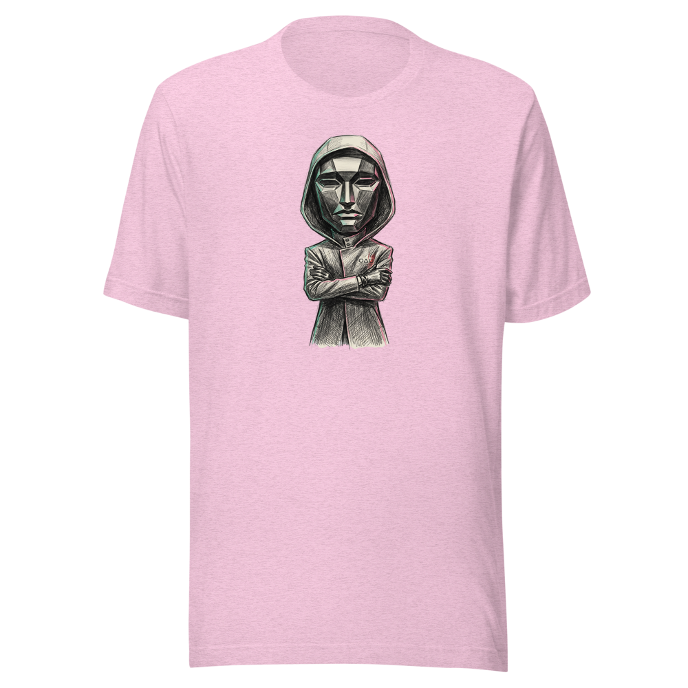 Masked Overseer Hooded Robe Sketch Tee — Men's Premium Tee — heather prism lilac front view