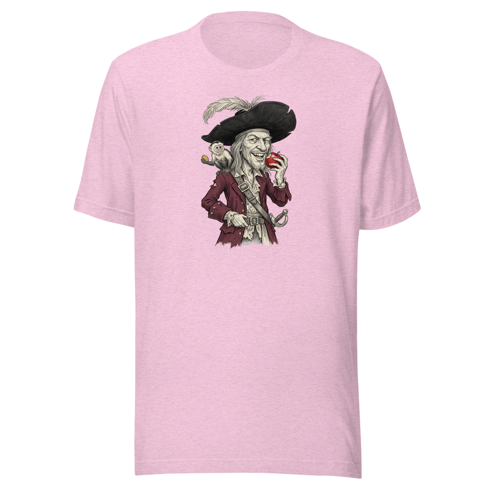 Rogue Pirate Captain Sketch Caricature Tee — Men's Premium Tee — heather prism lilac front view